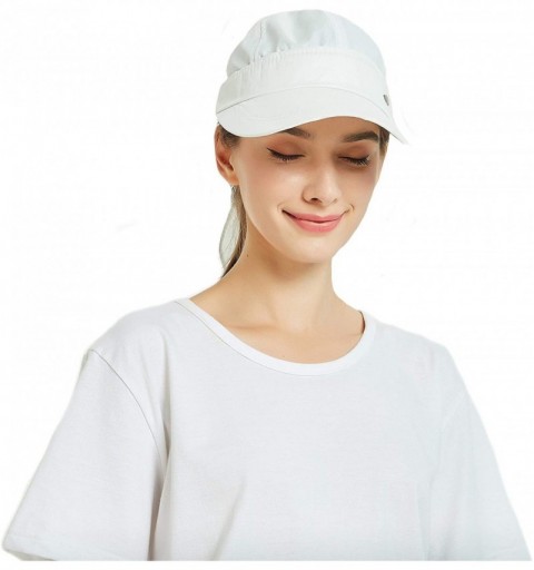 Sun Hats Women's Uv Protection Sun Hat Covertible 2 in 1 Beach Visor Hat Wide Large Brim Thin Cap - White - CG18RZC8X6T $9.24