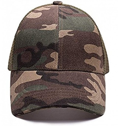 Skullies & Beanies Ponytail Cap Messy Trucker Adjustable Visor Baseball Cap Hat Unisex - Black&camouflage - CQ18TL23GIY $16.76