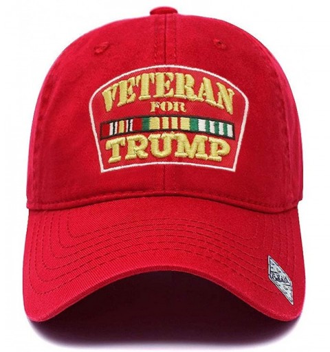 Baseball Caps Veterans for Trump Dad Hat Cotton Ball Cap Baseball Cap Hand Wash PC101 - Pc101 Red - CK18CIYEUTR $15.06
