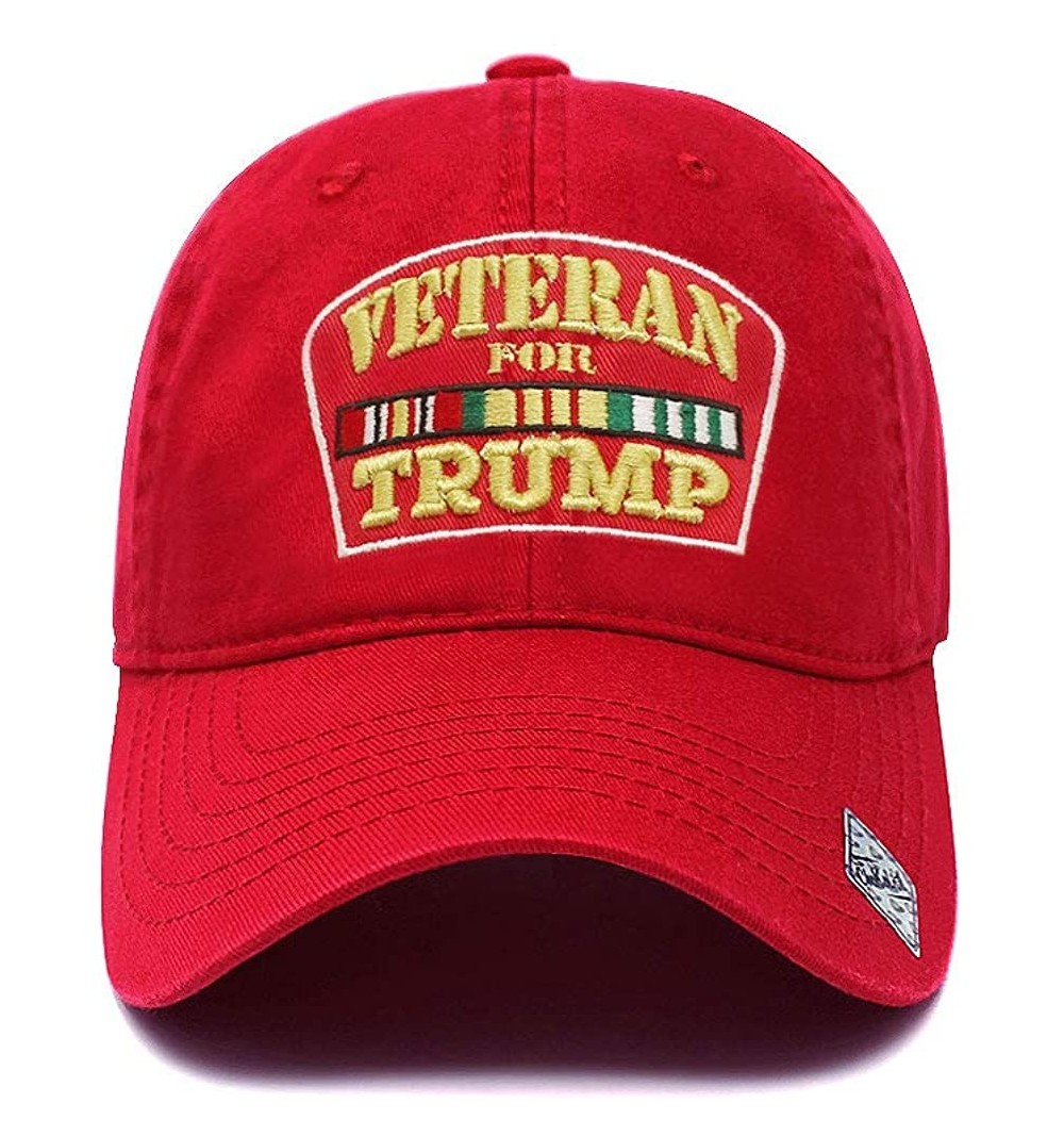 Baseball Caps Veterans for Trump Dad Hat Cotton Ball Cap Baseball Cap Hand Wash PC101 - Pc101 Red - CK18CIYEUTR $15.06