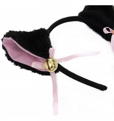 Headbands All Black Cat Fox Cosplay Costume Kitten Plush Tail Ears Headband Collar Paws Lolita Anime Gothic Set (NO.1) - CQ18...