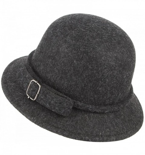 Bucket Hats Women Winter Felt Bucket Hat Solid Cloche Hat - Dark Grey - CN18H034W25 $17.64
