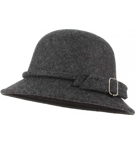 Bucket Hats Women Winter Felt Bucket Hat Solid Cloche Hat - Dark Grey - CN18H034W25 $11.14