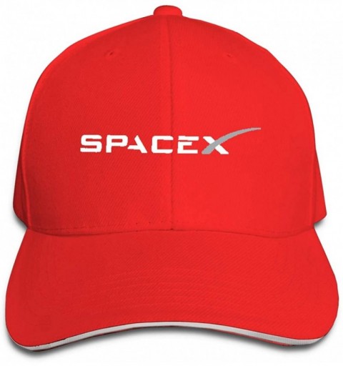 Baseball Caps SPACEX Fashion Sandwich Baseball Cap Adjustable Curved Visor Hat - Red - CK18ONLNCNI $17.64