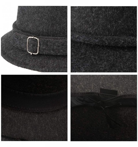 Bucket Hats Women Winter Felt Bucket Hat Solid Cloche Hat - Dark Grey - CN18H034W25 $11.14