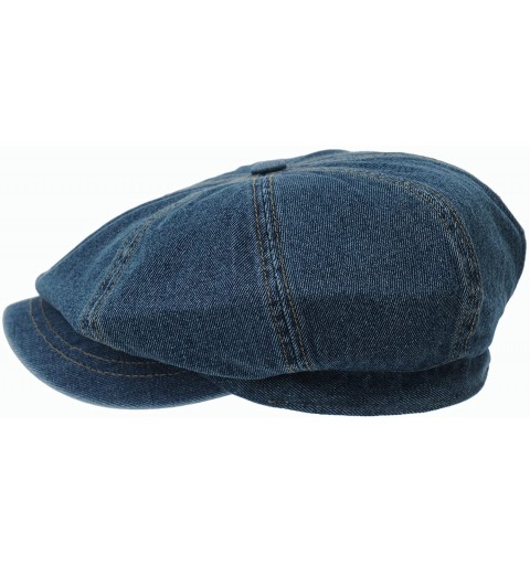 Newsboy Caps Denim Cotton Newsboy Hat Baker Boy Beret Flat Cap KR3613 - Darkblue - CW17Y0LYUUW $28.40