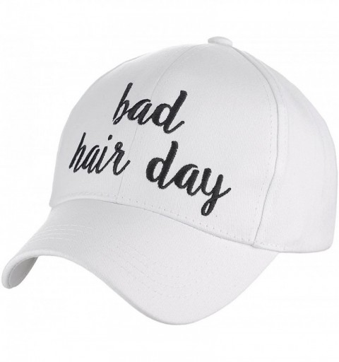 Baseball Caps Women's Embroidered Quote Adjustable Cotton Baseball Cap- Bad Hair Day- White - CC180RO8M44 $17.67