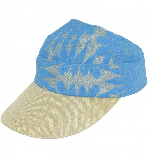 Sun Hats Women's Summer Sun Hat - Fancy Lace Covered Visor with Ribbon Tie - Blue - C511KU47THZ $22.23