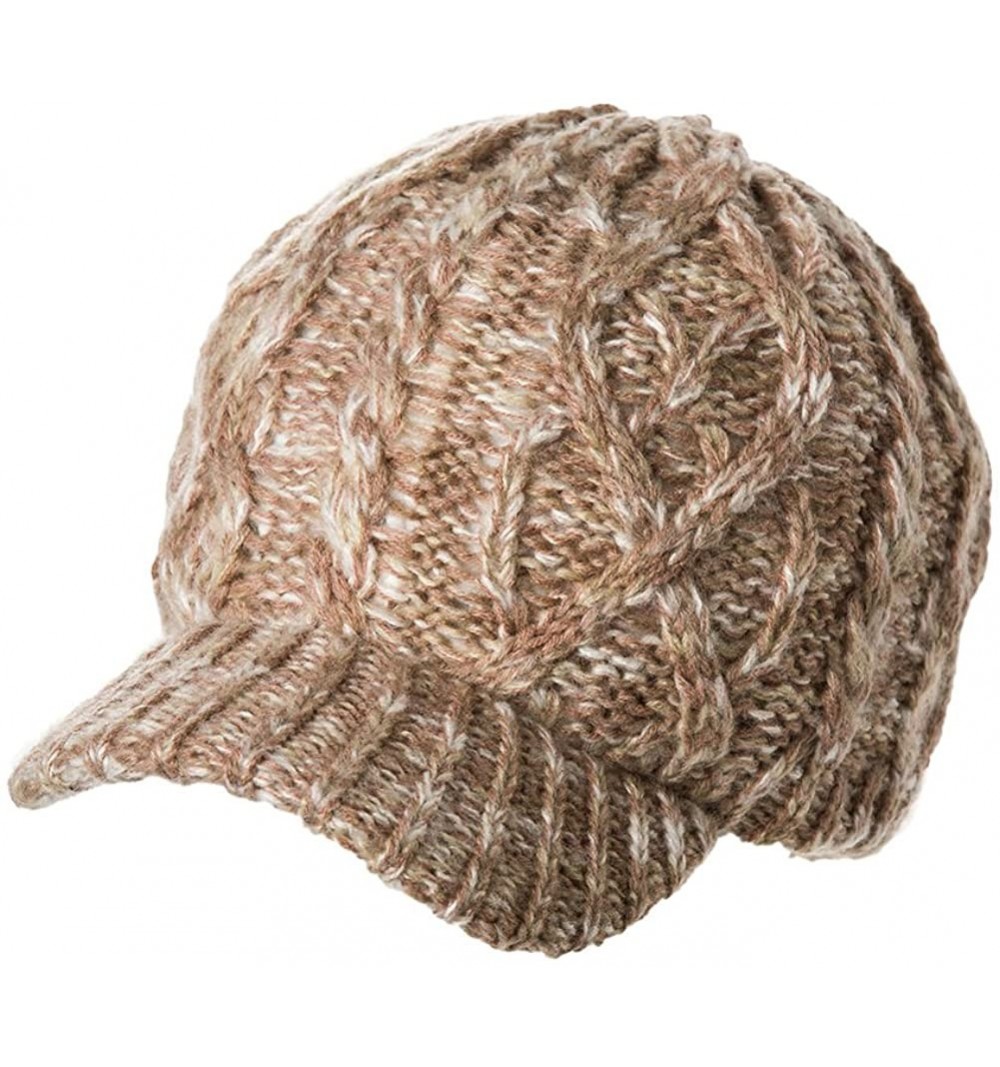 Newsboy Caps Womens Knit Newsboy Cap Warm Lined Winter Hat 100% Soft Acrylic with Visor - 69242_camel - CD12NGG3BV1 $11.23