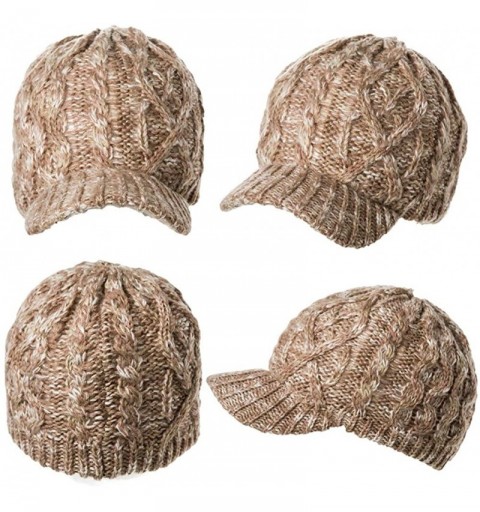 Newsboy Caps Womens Knit Newsboy Cap Warm Lined Winter Hat 100% Soft Acrylic with Visor - 69242_camel - CD12NGG3BV1 $11.23