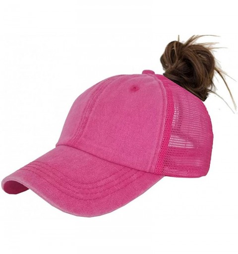 Baseball Caps Ponytail Messy High Bun Baseball Hat Ponycaps Adjustable Trucker Cap - Pink - C618IG8R0OO $7.84