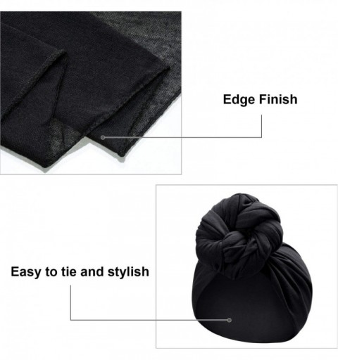 Headbands 2 Pieces Stretch Head Wrap Scarf Stretchy Turban Long Hair Scarf Wrap Solid Color Soft Head Band Tie for Women - CZ...