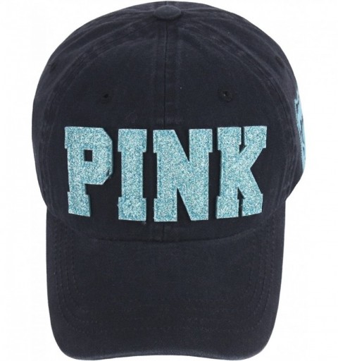 Baseball Caps New Pink Emblem Women Sexy Twinkle Club Lady Ball Cap Baseball Hat Truckers - Black-blue - C311TMI6XZJ $23.85