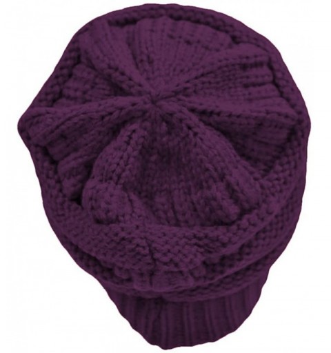 Skullies & Beanies Purple Thick Slouchy Knit Oversized Beanie Cap Hat - CO11HU4BNTX $11.07