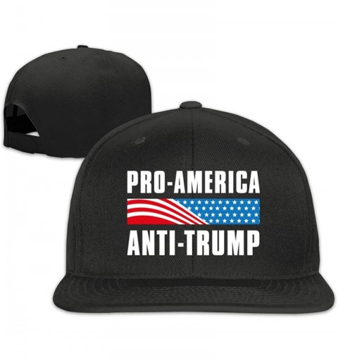 Baseball Caps Pro-America Anti-Trump Snapback Hats Adjustable Casual Flat Bill Baseball Cap Womens - Black - CP18Q0U9GQ3 $11.39
