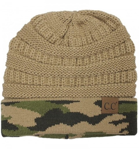 Skullies & Beanies Hot and New Camouflage Camoflage Print Knit Cuff Beanie Warm Winter Hat Skully Cap - Camel - C812N78ROD1 $...