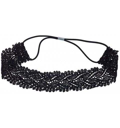 Headbands Black Fabric Lace Floral Flower Stretch Headband - CC127M2Z5BJ $18.04