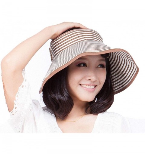 Visors Women's Summer Foldable Straw Sun Visor w/Cute Bowtie UPF 50+ Packable Wide Brim Roll-Up Visor Beach Hat - CI18SHADCUZ...