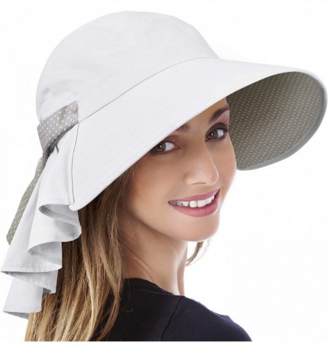 Sun Hats Safari Sun Hats for Women Fishing Hiking Cap with Neck Flap Wide Brim Hat - 3white - C418ESL50MA $11.50