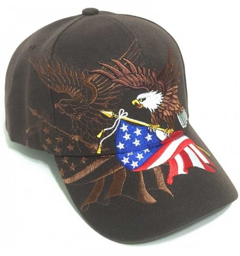 Baseball Caps Patriotic American Flag Design Baseball Cap USA 3D Embroidery - Brown - C9120BNCY8N $18.44