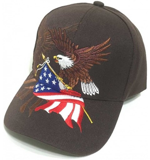 Baseball Caps Patriotic American Flag Design Baseball Cap USA 3D Embroidery - Brown - C9120BNCY8N $18.44