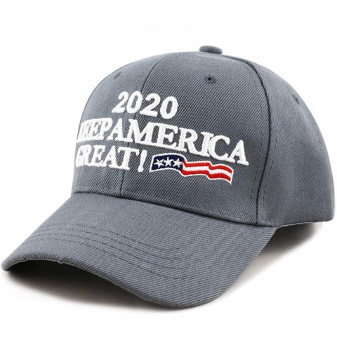 Skullies & Beanies Trump 2020 Keep America Great 3D Embroidery American Flag Baseball Cap - 018 Grey - C218WO9II4R $10.45
