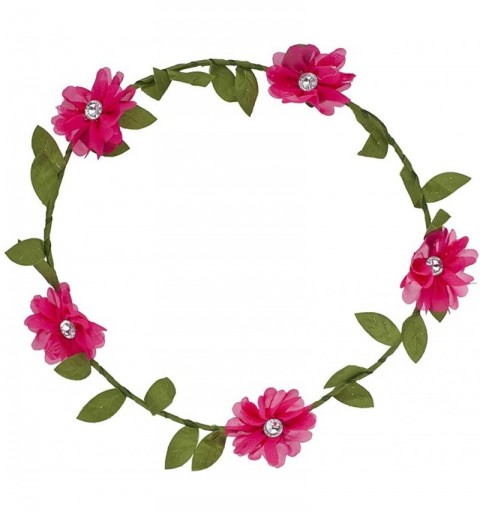 Headbands Bright Colorful Chiffon Flower Flower Crown Floral Headband - Pink - CK17YHQ0COM $9.64