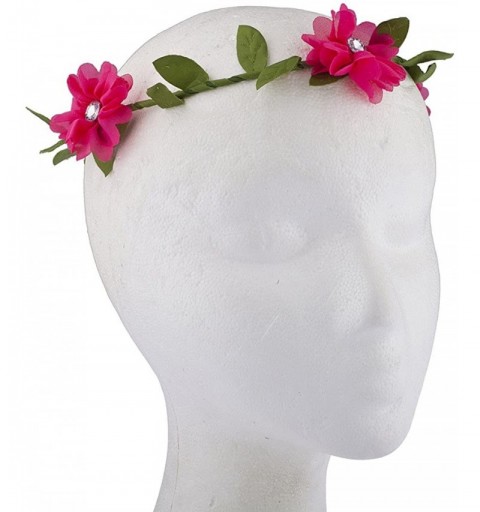 Headbands Bright Colorful Chiffon Flower Flower Crown Floral Headband - Pink - CK17YHQ0COM $9.64