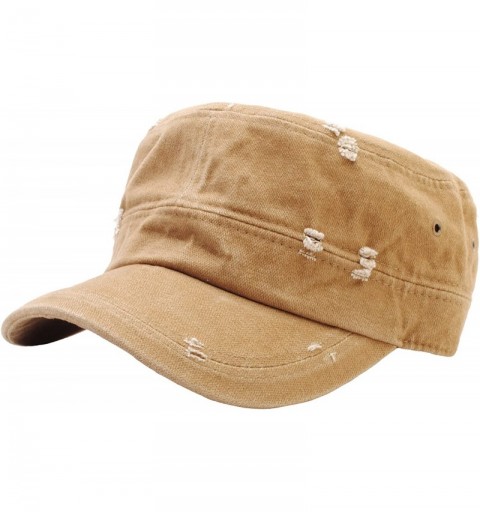 Baseball Caps A49 Vintage Washing Distressed Urban Basic Army Cap Cadet Military Hat Truckers - Beige - CN12G22RMS9 $24.44