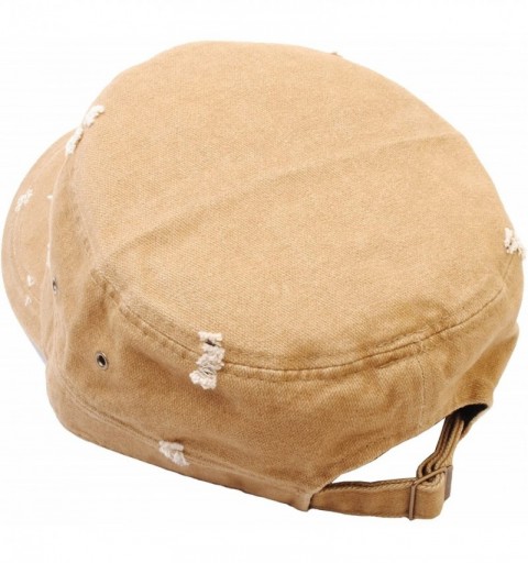Baseball Caps A49 Vintage Washing Distressed Urban Basic Army Cap Cadet Military Hat Truckers - Beige - CN12G22RMS9 $24.44