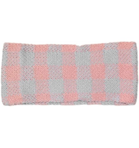 Cold Weather Headbands Women's Winter Knitted Headband Ear Warmer Head Wrap (Flower/Twisted/Checkered) - Checkered-pink - CI1...