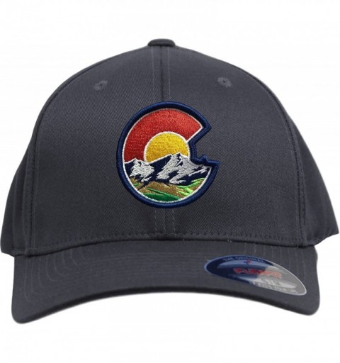 Baseball Caps Colorado Flag C Nature Flexfit 6277 Hat. Colorado Themed Curved Bill Cap - Dark Navy - CX18D8EOSDZ $23.19