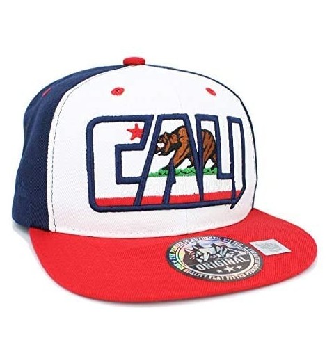 Baseball Caps Embroidered CALI Bear in CALI with California MAP Snapback Cap - Navy/White/Red - CL18M3T2A58 $15.48