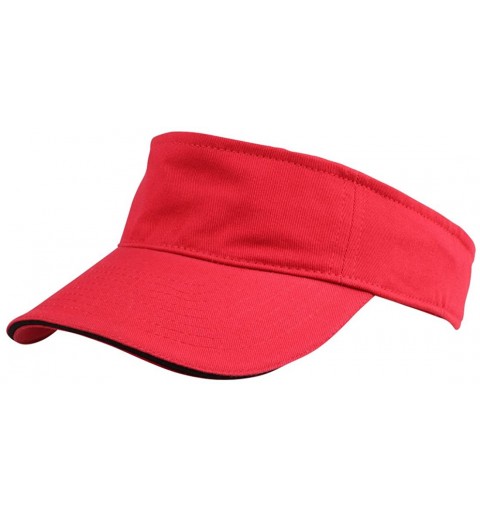 Visors Blank Hat Washed Sandwich Cotton Visor in Red and Black - CC119N228PD $14.09