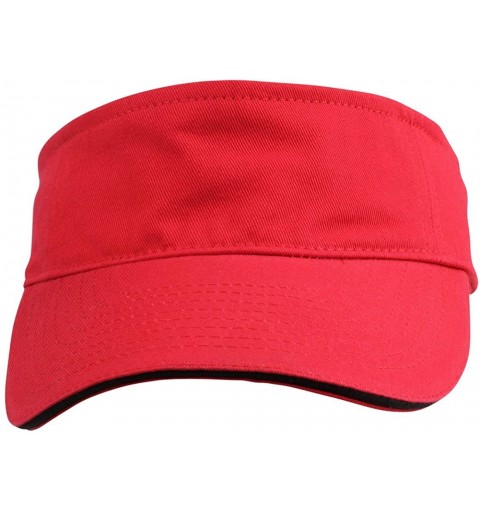 Visors Blank Hat Washed Sandwich Cotton Visor in Red and Black - CC119N228PD $14.09