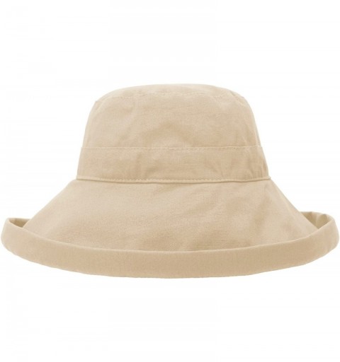 Sun Hats Women's Spring/Summer 100% Cotton Beach & Garden Foldable Bucket Hat - Khaki - C118E4ONX4A $14.74