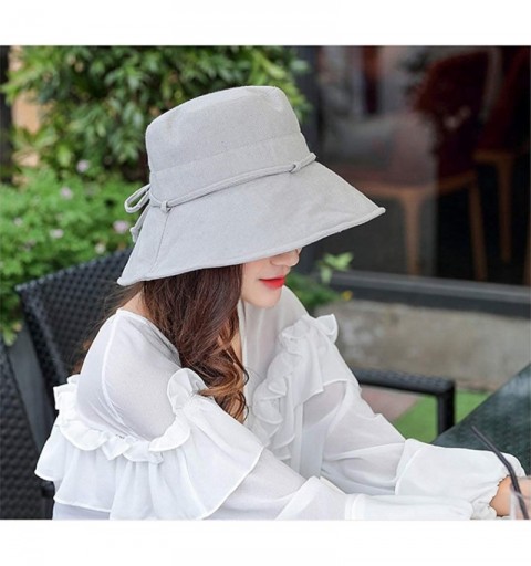 Sun Hats Women Summer Sun Hat UV Sun Protection Wide Brim Cap Foldable Floppy Bucket Hat - Gray - CA18NZY9QET $12.75