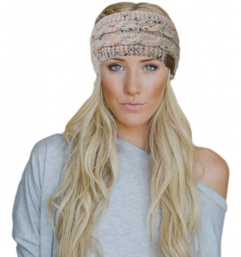 Cold Weather Headbands Womens Ear Warmers Headbands Winter Warm Fuzzy Cable Knit Head Wrap Gifts - Confetti- Beige(1 Pack) - ...