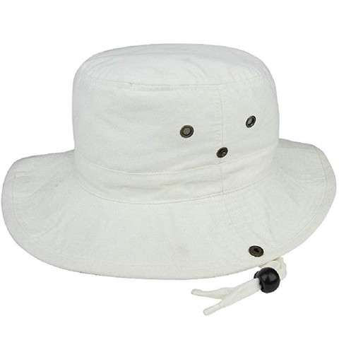 Sun Hats BRUSHED TWILL AUSSIE HAT WITH SIDE SNAPS AND CHIN CORD - Beige - CF11BXYE9PL $9.24
