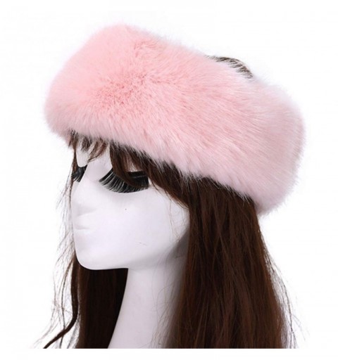 Cold Weather Headbands Women's Faux Fur Headband Winter Earwarmer Earmuff with Stretch-Pink - Pink - CL18L68AHHA $16.42