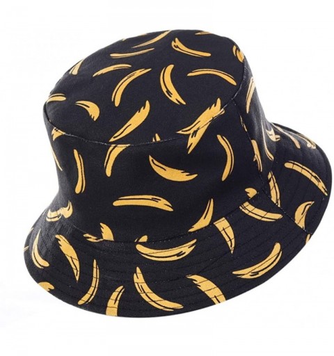 Bucket Hats Unisex Print Bucket Hat Cute Sun Hat Summer Packable Reversible Fisherman Cap - Banana Black - C6194YMRQ7D $10.86