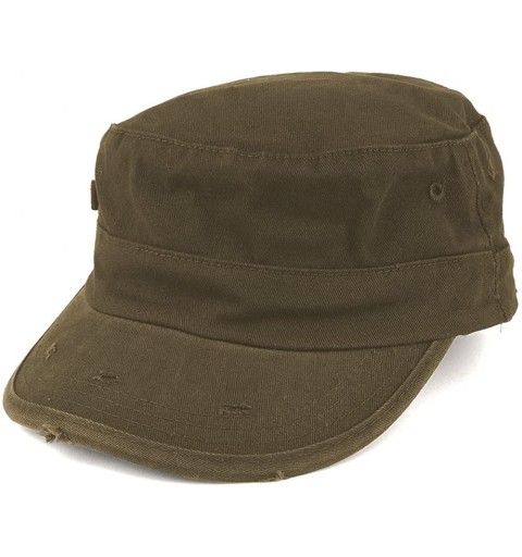 Baseball Caps Washed Cotton Army BDU Style Fitted Military Cap - Olive - CW12MZ1ADRH $11.48