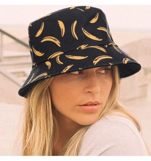 Bucket Hats Unisex Print Bucket Hat Cute Sun Hat Summer Packable Reversible Fisherman Cap - Banana Black - C6194YMRQ7D $10.86