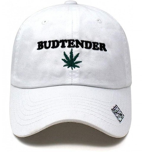 Baseball Caps Budtender Dad Hat Cotton Baseball Cap Polo Style Low Profile - Cotton White - CR18SI950W8 $14.09