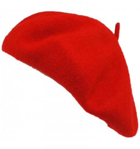 Berets Red Beret 100% Wool French Parisian Hat - CO11M4MPYFP $13.48
