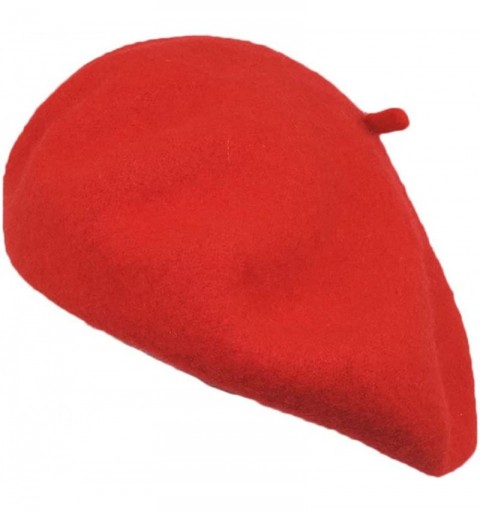 Berets Red Beret 100% Wool French Parisian Hat - CO11M4MPYFP $13.48