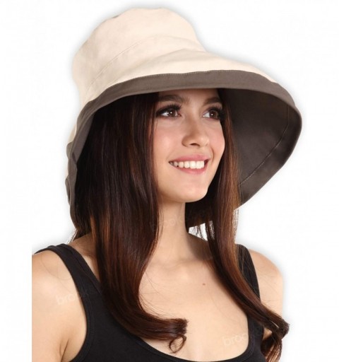 Sun Hats Outdoor Womens Sun Hat Protection - Beige - Cotton With Drawstring - CZ18E7W3AOS $8.97