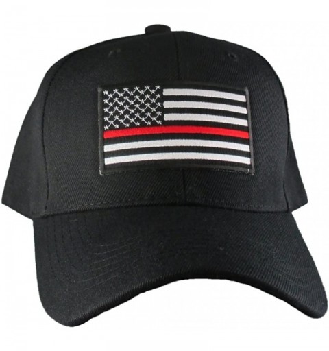 Baseball Caps Thin Red Line USA Hat- Black Adjustable Baseball Ball Cap- Firefighter Support- Black- White- Red - CE17YHRHO0C...