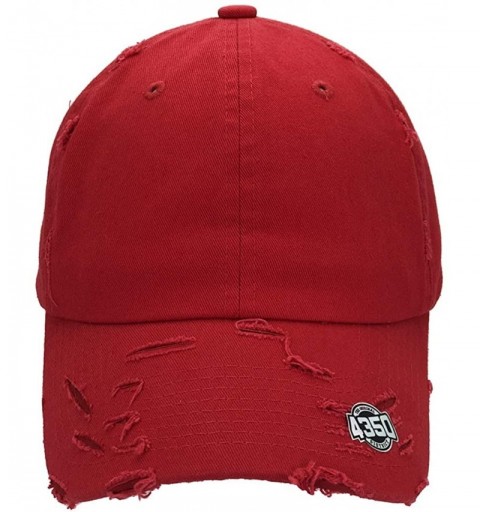 Baseball Caps Dad Hat Baseball Cap Adjustable Distressed Vintage Washed Polo Style Cotton Headwear - Red - CA18WZGXW2N $9.72