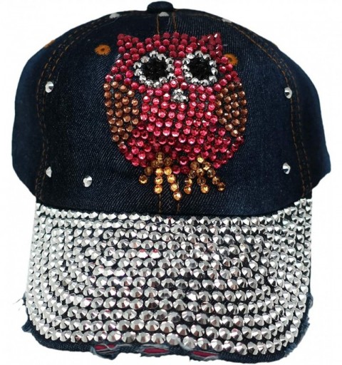 Baseball Caps Bling Baseball Cap Hat - Embellished with Crystal Rhinestones and Faux Gemstones - Owl - CF18QCN8YXC $16.84